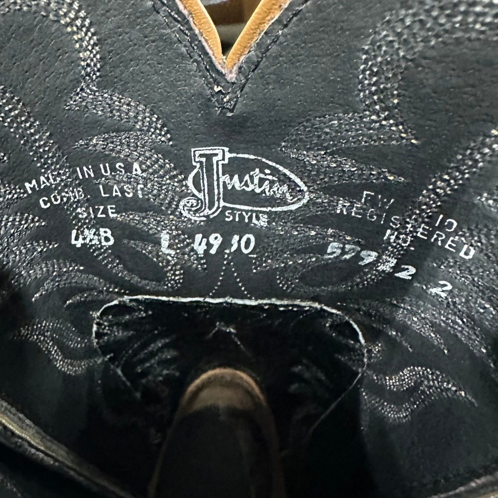 Justin Western Collectors Boots #L4930 Women 4.5B Black Lizard Toe Buckstitch - Picture 9 of 9